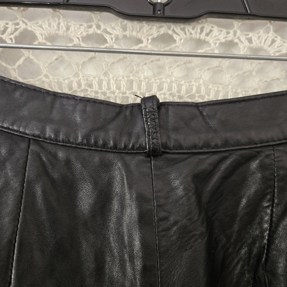 Vintage 80s Siena Studio 100% Leather Straight Tapered Leg High Waist Pants 10 - Picture 4 of 9
